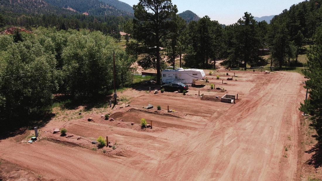 RV sites tucked into the trees at Wishing Well